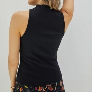 Maeve Anthropologie Structured Mock Neck Top Women's Size XS Black Sleeveless
